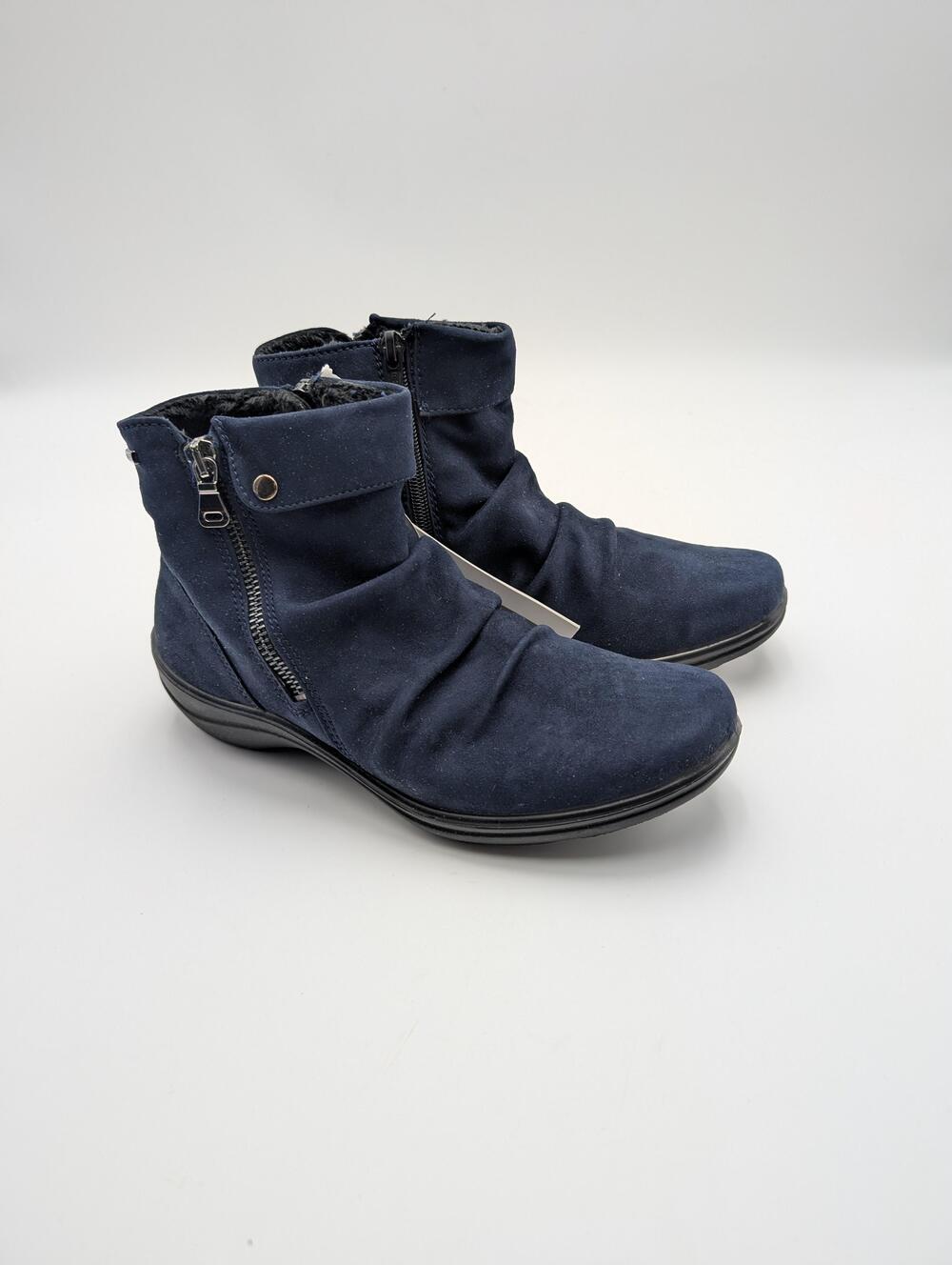 Romika Boots Womens Size 6.5 Blue Faux Suede Ankle Zip Wedge Lined Comfort Shoes